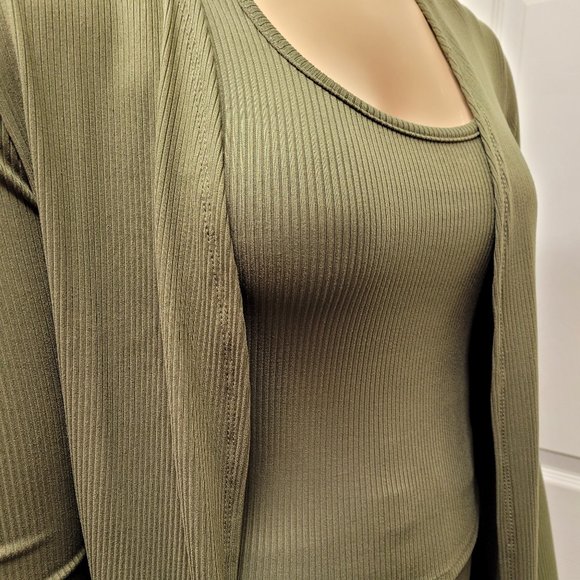 Three piece Pant set Plus size in Olive - Picture 3 of 12